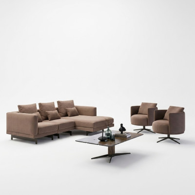 Ensemble de canapé Mobilier de luxe Canapé en L de 2 fauteuils Mobilier rembourré Table basse neuve