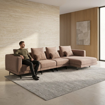 Meubles rembourrés beige de luxe Ensemble d'angle Canapé d'angle en L Mobilier design