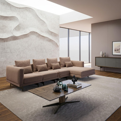 Meubles rembourrés beige de luxe Ensemble d'angle Canapé d'angle en L Mobilier design