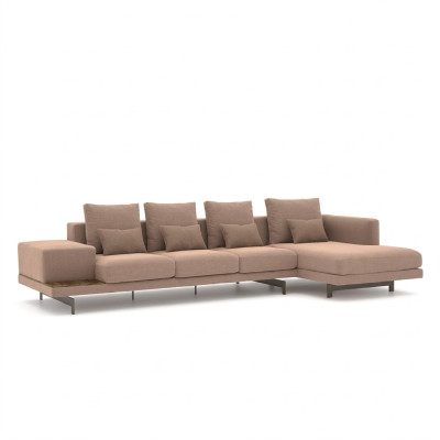 Canapé d'angle de luxe beige en forme de L Mobilier rembourré Salon Mobilier design