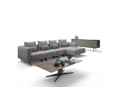 Canapé d'angle de luxe en L Salon Suite d'angle de designer nouveau Table basse complète