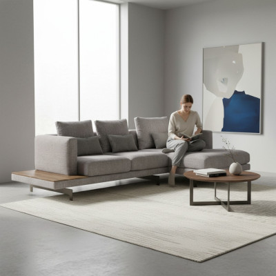 Ensemble de salon Canapé d'angle en forme de L Gris Canapé Sofa Canapé design Mobilier rembourré