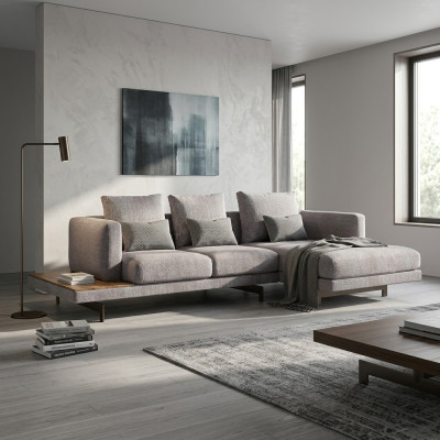 Ensemble de salon Canapé d'angle en forme de L Gris Canapé Sofa Canapé design Mobilier rembourré