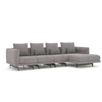Canapé d'angle en L Relax Salon Gris Suite d'angle Canapé rembourré Meubles