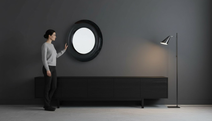 Miroir mural rond de luxe moderne Meubles Décoration Cadre de miroir