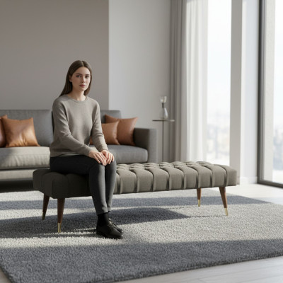 Meubles de siège gris Banquette Mobilier Chambre banc rembourré neuf Meubles
