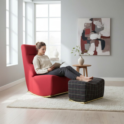 Ensemble de salon 2 pièces Fauteuil avec tabouret Mobilier de sièges Ameublement moderne