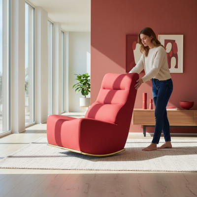 Fauteuil rouge de luxe Salon Tapisserie de siège de salon Siège moderne Mobilier de designer