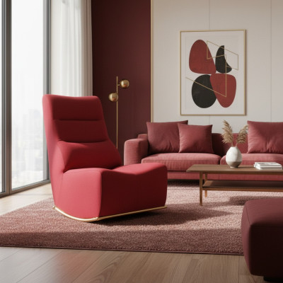 Fauteuil rouge de luxe Salon Tapisserie de siège de salon Siège moderne Mobilier de designer