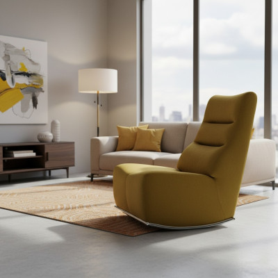 Salle de séjour Fauteuil jaune Siège Mobilier neuf Ameublement Siège de designer Textile