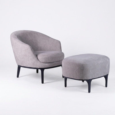 Ensemble de salon 2 pièces Fauteuil avec tabouret Designer Mobilier rembourré moderne