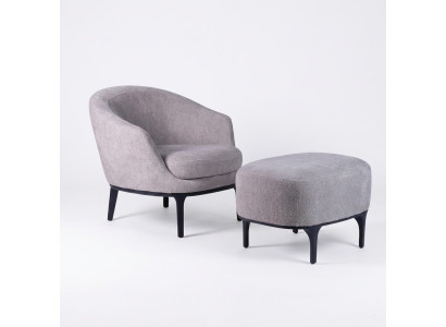 Ensemble de salon 2 pièces Fauteuil avec tabouret Designer Mobilier rembourré moderne