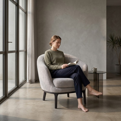 Designer Luxus Grauer Sessel Polsterung Sofa Sitz Modernes Textil-Polstermöbel
