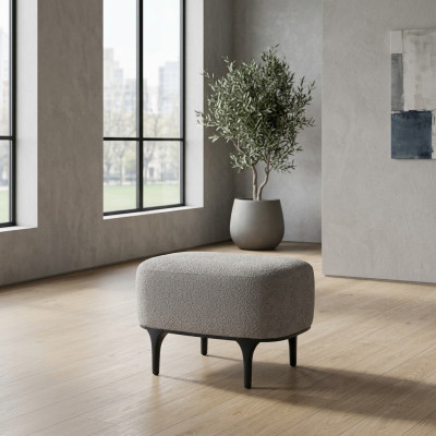 Designer Tabouret Moderne Gris Salon Textile Rembourré Mobilier Rembourré