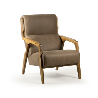 Fauteuil gris design en cuir pour le salon, siège luxueux, meuble rembourré.