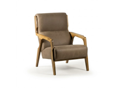 Fauteuil gris design en cuir pour le salon, siège luxueux, meuble rembourré.