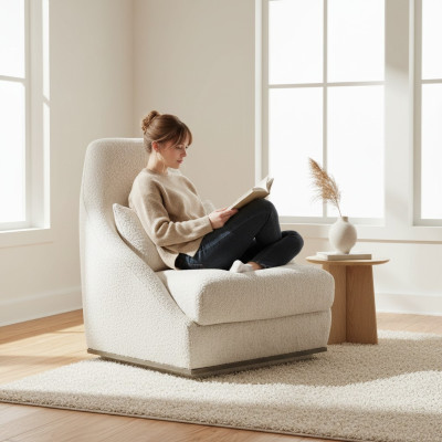 Meuble rembourré Fauteuil blanc Siège luxueux Mobilier Salon Design moderne