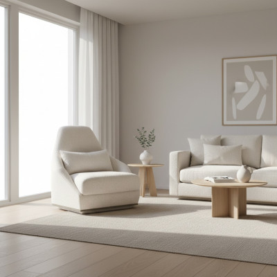 Meuble rembourré Fauteuil blanc Siège luxueux Mobilier Salon Design moderne