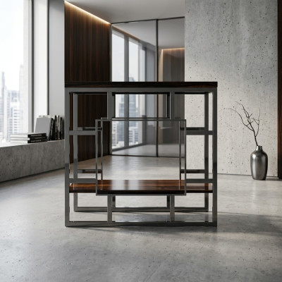 Console en bois Table en acier inoxydable Console de luxe Design de salon