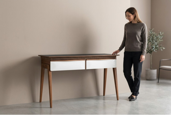 Salle de séjour Table console marron Moderne Bois Table Console Design de Luxe