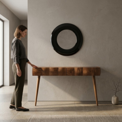Commode Console Moderne en bois Table de console avec miroir Luxe Salon