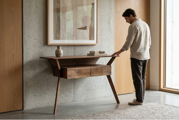 Salle de séjour Console de luxe Table console Marron Bois Table Design moderne Console