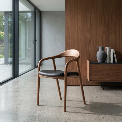 Chaise design en bois Fauteuil de luxe Fauteuils rembourrés Salle à manger Cuir