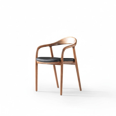 Chaise design en bois Fauteuil de luxe Fauteuils rembourrés Salle à manger Cuir