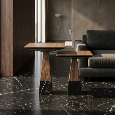 2x Table d'appoint Table basse en bois Salon Design de luxe Mobilier Ameublement