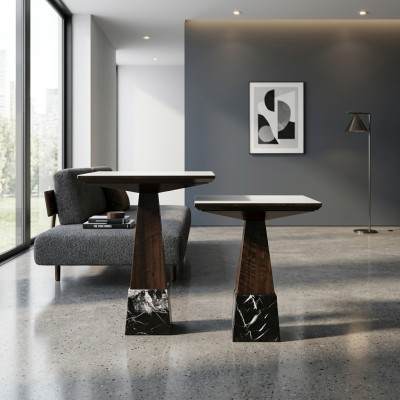 Brun 2x Table d'appoint Ensemble de salon Table basse complète Table basse