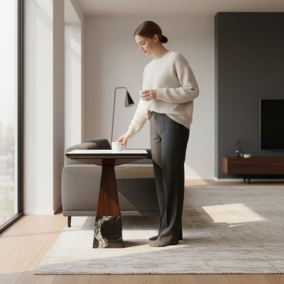Table d'appoint marron en bois de luxe, nouveau meuble de design pour le salon
