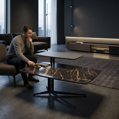 Meubles noirs Salon Complet Table basse avec table d'appoint de luxe
