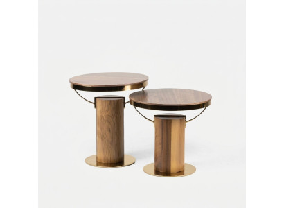 2x Table d'appoint ronde Marron Table basse Salon Design Moderne