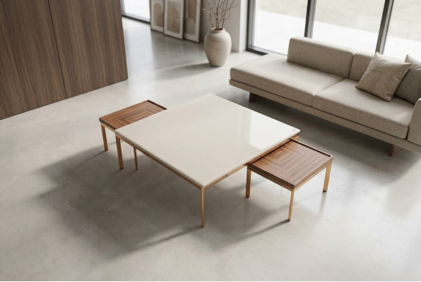 Ensemble de salon complet 3 pièces Moderne table basse nouvelle avec 2 tables d'appoint