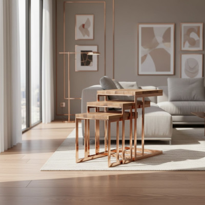 Meubles de design pour le salon complets et modernes en trois pièces.