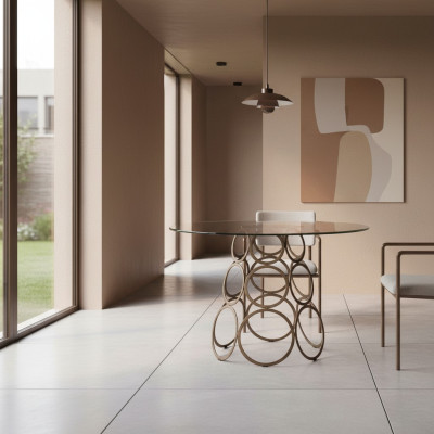 Table de salle à manger Table à manger Table de cuisine ronde avec pieds de table en métal 100×100cm neuf