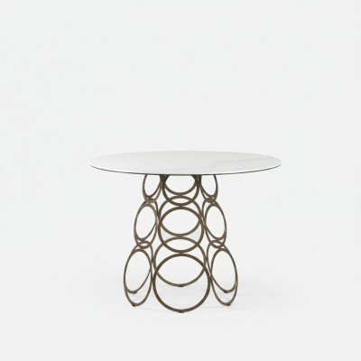 Table de salle à manger Table à manger Table de cuisine ronde avec pieds de table en métal 100×100cm neuf