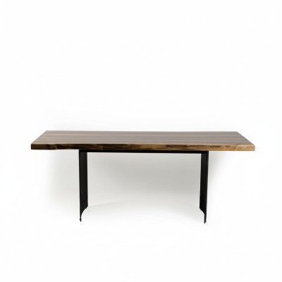 Table de luxe Marron acier inoxydable Design Tables à manger Bois Table à manger moderne nouvelle