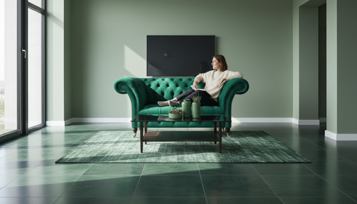 Canapé Chesterfield deux places vert meuble salon canapé rembourré