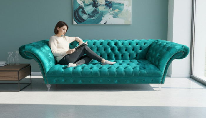 Canapé Chesterfield Luxus moderne trois places Salon design neuf