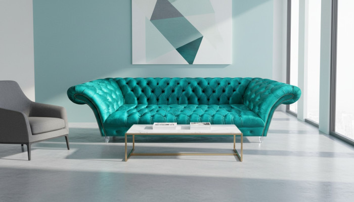 Canapé Chesterfield Luxus moderne trois places Salon design neuf