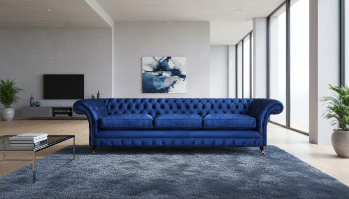 Canapé Chesterfield trois places moderne meuble d'assise ameublement rembourrage tissu