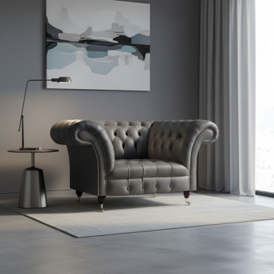 Fauteuil Chesterfield moderne gris pour salon design fauteuil inclinable élégant.