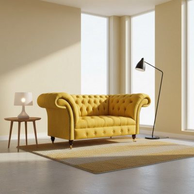 Chesterfield canapé jaune salon sofas design deux places