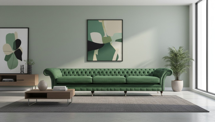 Canapé Chesterfield vert foncé Moderne rembourrage 3 places Mobilier de luxe