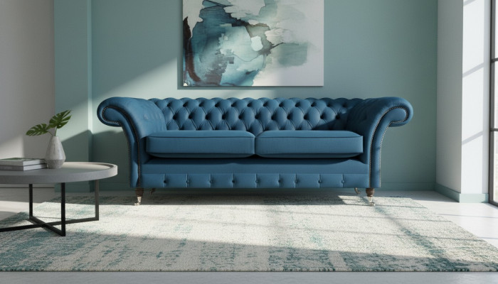 Canapés Chesterfield de salon bleus mobilier de sièges de luxe canapés design 2 places