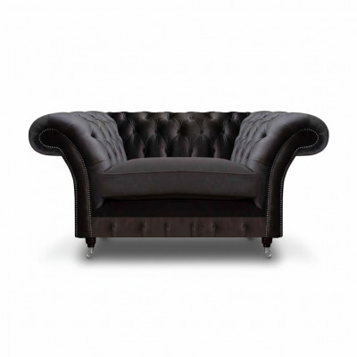 Fauteuil Chesterfield noir en tissu, meuble de luxe moderne 1 place.