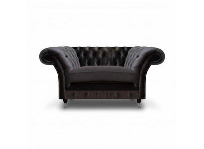 Fauteuil Chesterfield noir en tissu, meuble de luxe moderne 1 place.