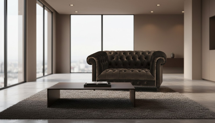Chesterfield exclusif canapé brun moderne deux places meuble rembourré