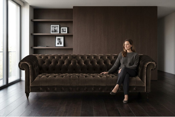 Chesterfield canapé de salon brun quatre places mobilier de luxe